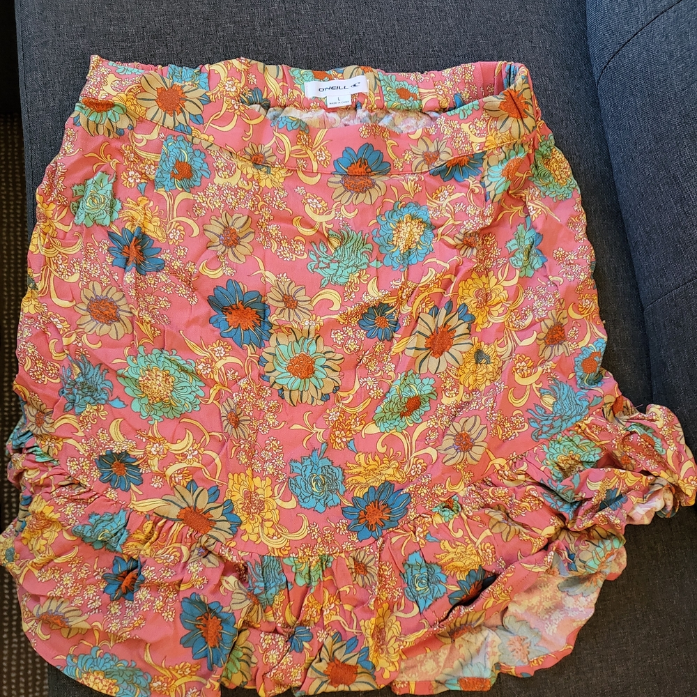 O'Neill Bubble Mini Skirt in Orange and Pink